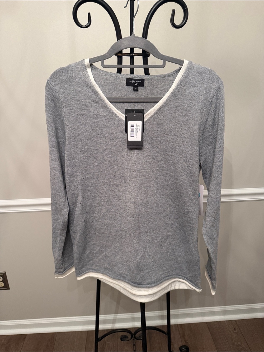 Colour Works by W Stitch Fix Gray Layered V-Neck Sweater NWT Women’s M